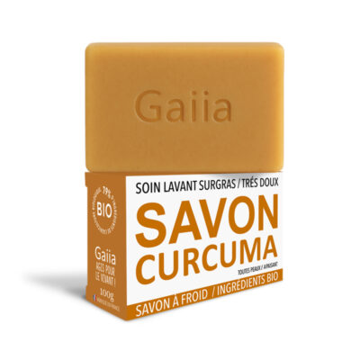 Savon bio curcuma Gaiia, soin lavant surgras.