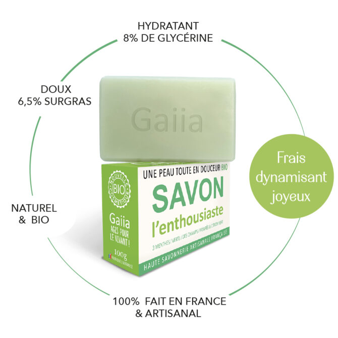 SAVON A FROID SURGRAS L'ENTHOUSIASTE / MENTHE CITRON / BIO / 100G – Image 2