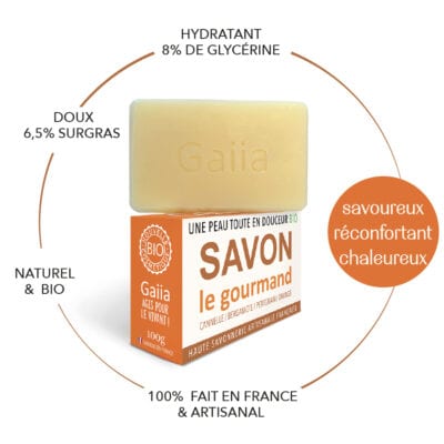 SAVON TRÈS DOUX, BIO, SURGRAS, SANS PARFUM, GLYCÉRINÉ - Gaiia