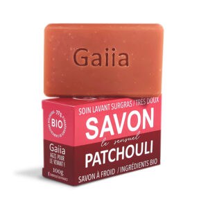 Savon bio Gaiia au patchouli, surgras.