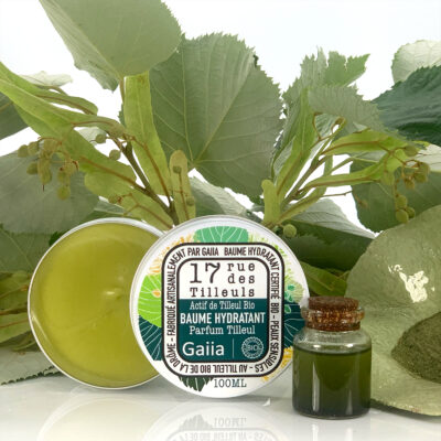 Baume hydratant tilleul et flacon vert