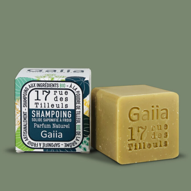 Shampoing solide Gaiia, bio, naturel, emballage élégant.