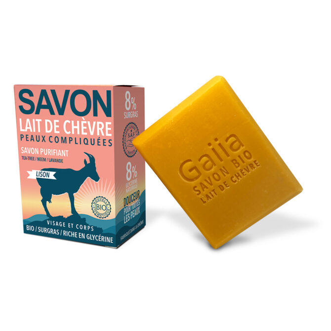 savon au lait de chèvre et sa boîte en carton