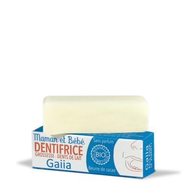 Dentifrice solide pour maman et bébé.