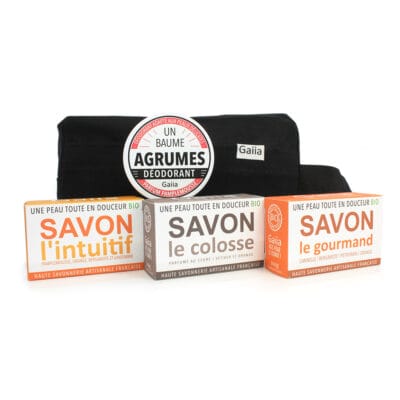 Produits de soin Gaïa : savons et baume déodorant.