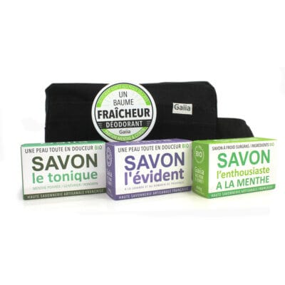 Produits cosmétiques bio Gaiai, savons et déodorant.