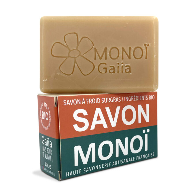 Savon Monoï bio, artisanal, fabriqué en France.