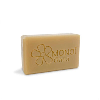 Savon solide Monoï Gaiia avec logo fleur.