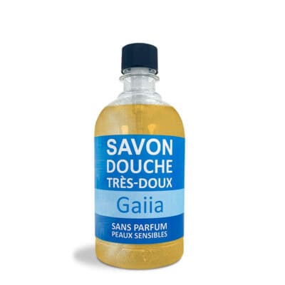 Bouteille de savon douche peau sensible.