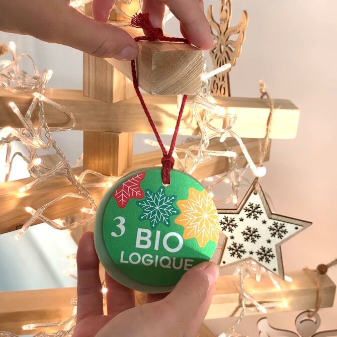 Décoration de Noël bio accrochée.
