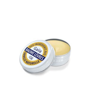 Baume à lèvres bio à la vanille.