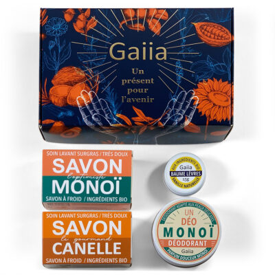 Coffret Gaiia avec savons et baumes naturels.