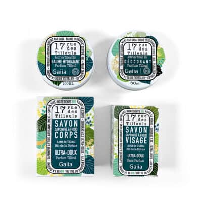 Produits de soin bio parfumés au tilleul.